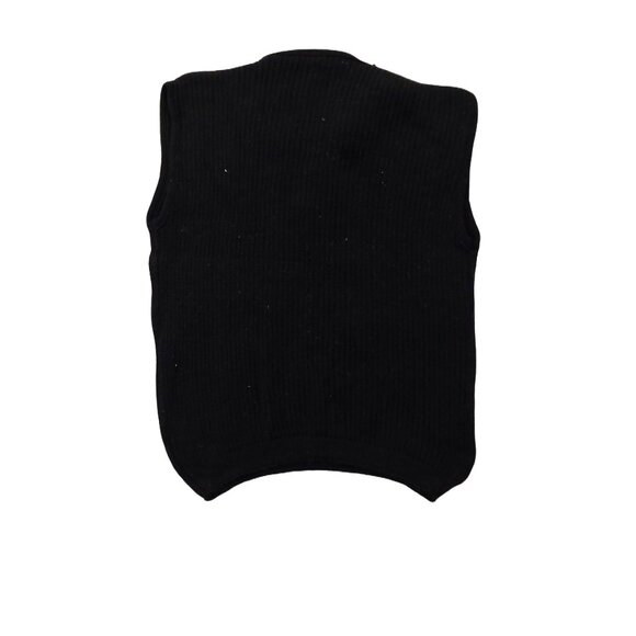 Retro Vintage 1940s-1960s Black Crewneck Sleeveless Knit Sweater Vest Top - Picture 4 of 7
